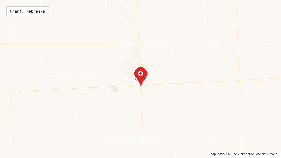 Street map of Grant, Nebraska with location pin