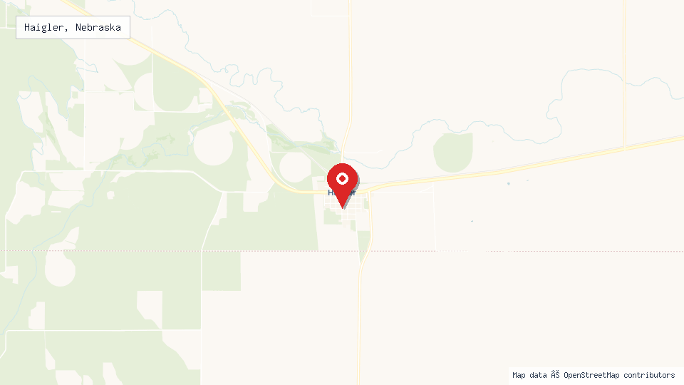 Street map of Haigler, Nebraska with location pin