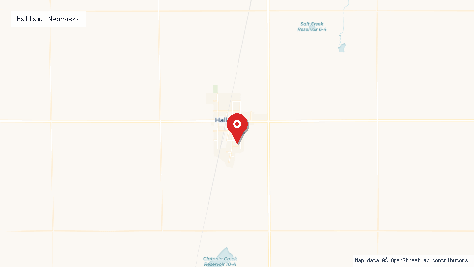 Street map of Hallam, Nebraska with location pin