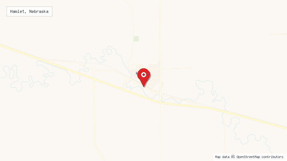 Street map of Hamlet, Nebraska with location pin