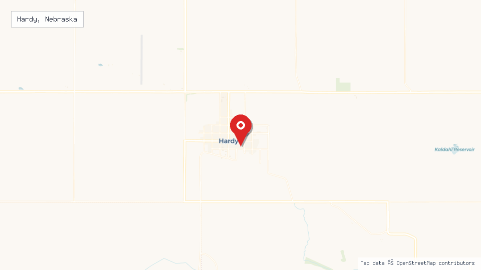 Street map of Hardy, Nebraska with location pin
