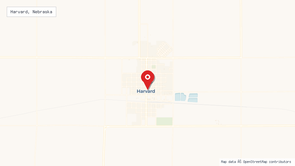 Street map of Harvard, Nebraska with location pin