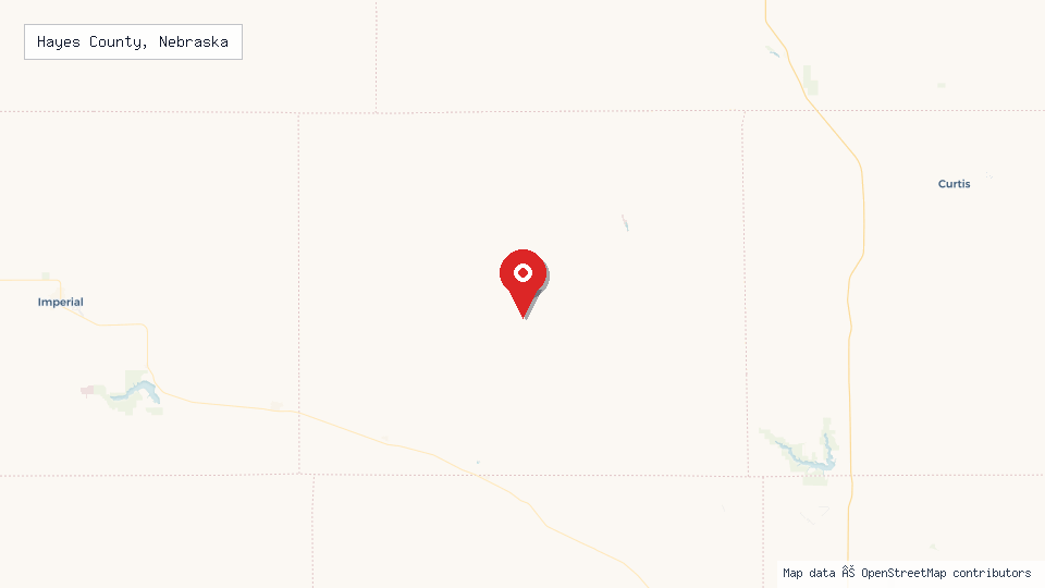 Street map of Hayes County, Nebraska with location pin