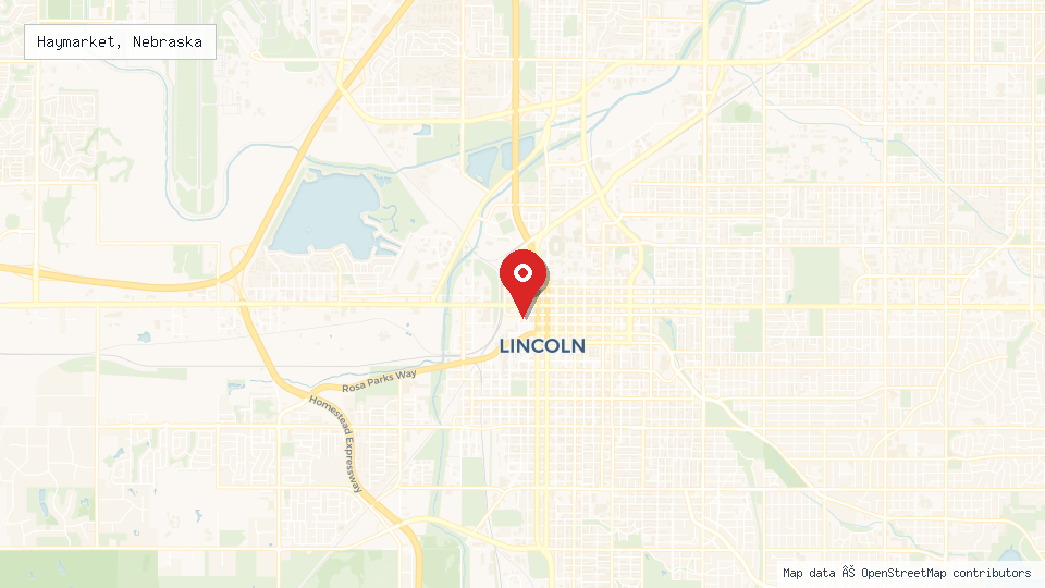 Street map of Haymarket, Nebraska with location pin