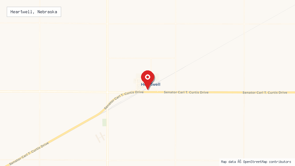 Street map of Heartwell, Nebraska with location pin