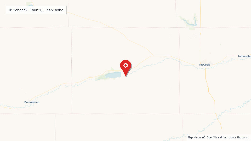 Street map of Hitchcock County, Nebraska with location pin