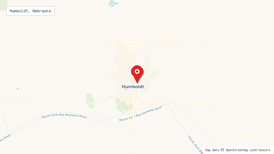 Street map of Humboldt, Nebraska with location pin