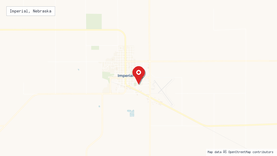 Street map of Imperial, Nebraska with location pin