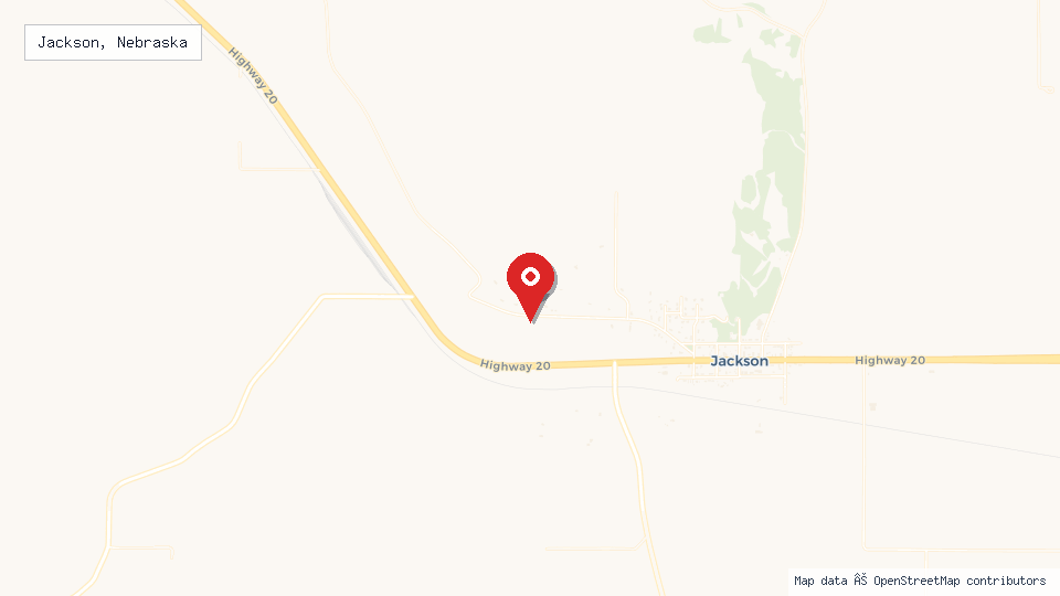 Street map of Jackson, Nebraska with location pin