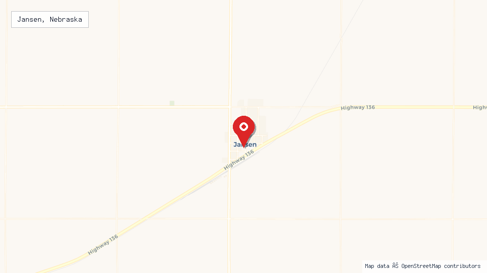 Street map of Jansen, Nebraska with location pin