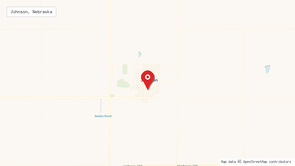 Street map of Johnson, Nebraska with location pin