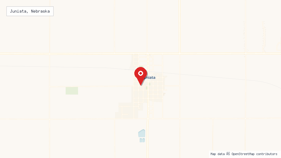 Street map of Juniata, Nebraska with location pin