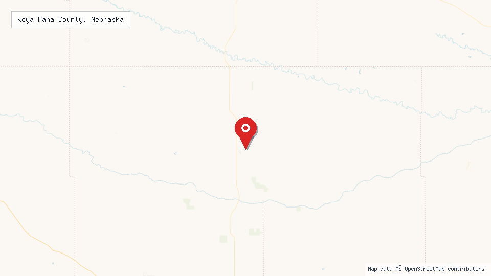Street map of Keya Paha County, Nebraska with location pin