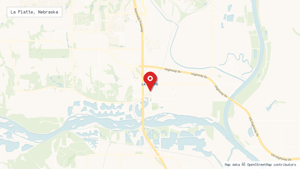 Street map of La Platte, Nebraska with location pin