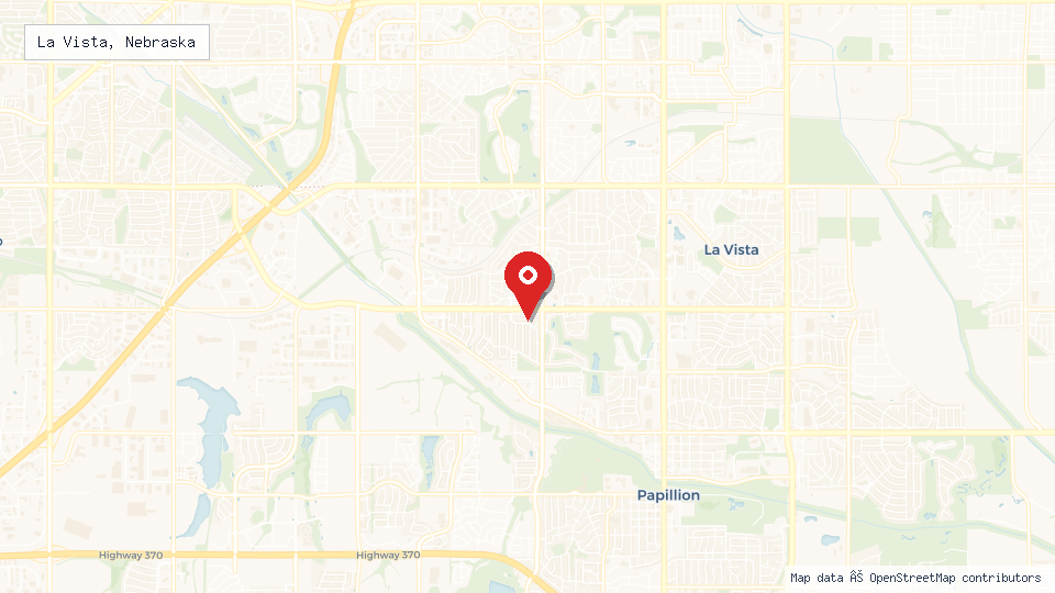 Street map of La Vista, Nebraska with location pin