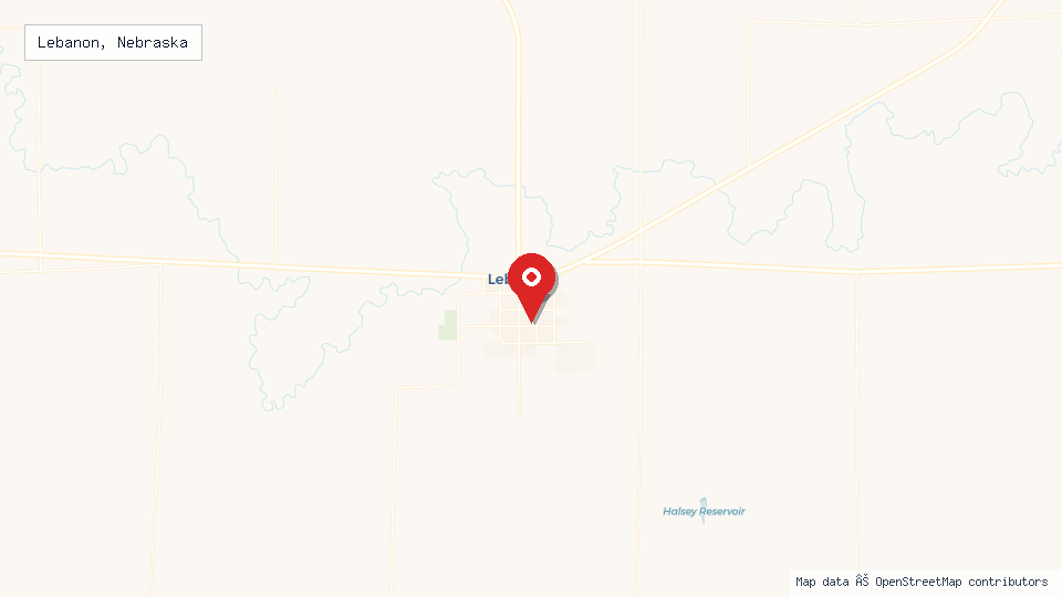 Street map of Lebanon, Nebraska with location pin
