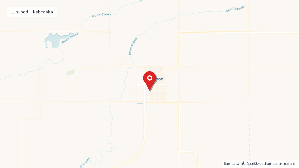 Street map of Linwood, Nebraska with location pin