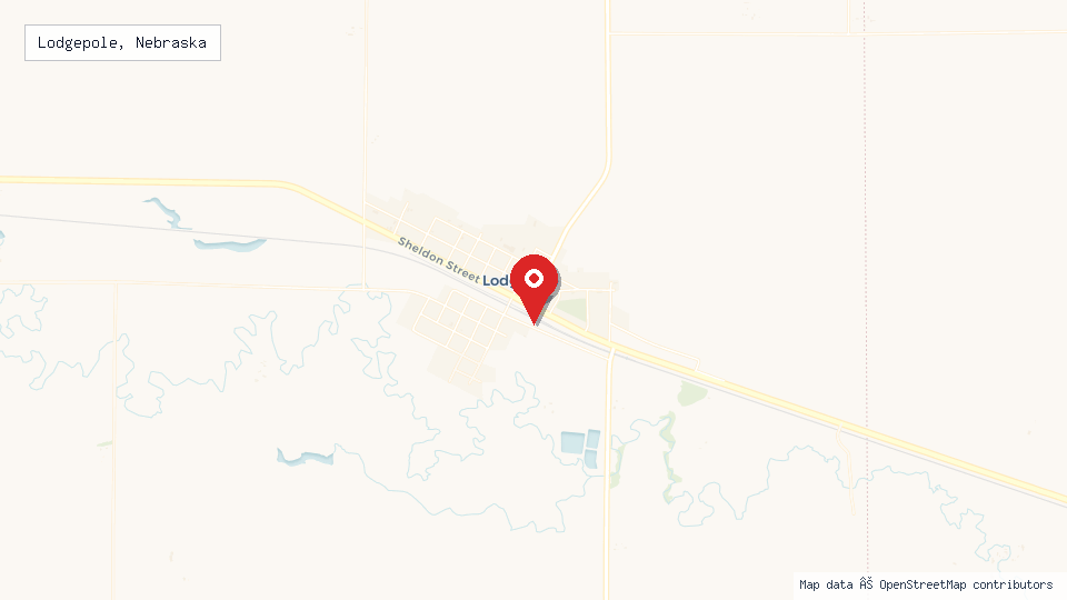 Street map of Lodgepole, Nebraska with location pin