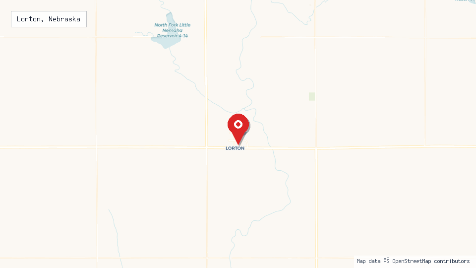 Street map of Lorton, Nebraska with location pin