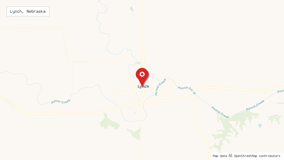 Street map of Lynch, Nebraska with location pin
