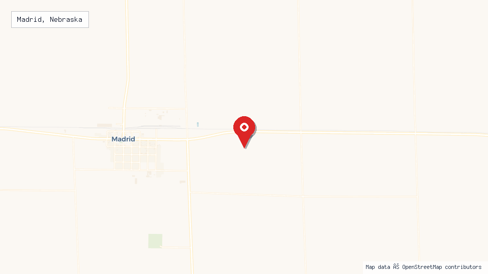 Street map of Madrid, Nebraska with location pin