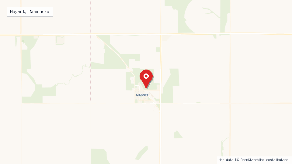 Street map of Magnet, Nebraska with location pin