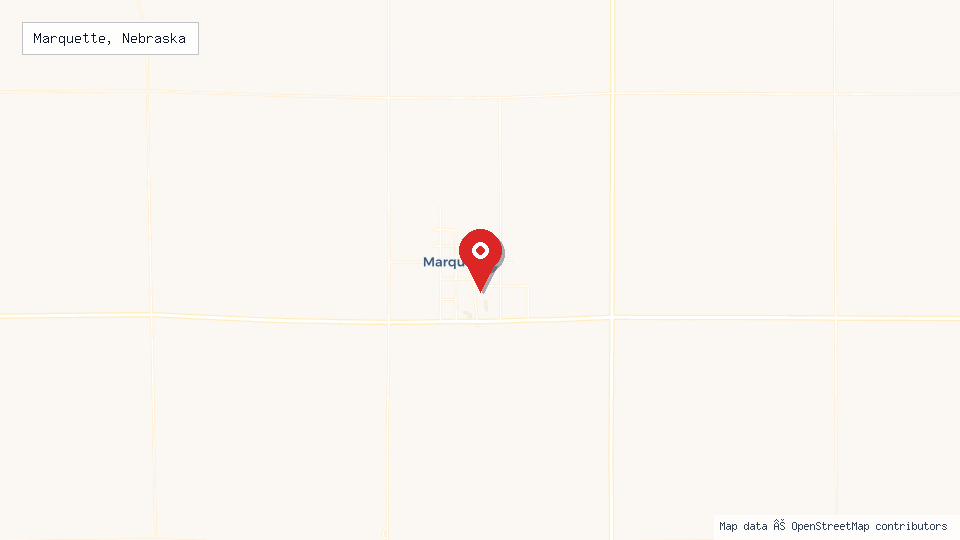 Street map of Marquette, Nebraska with location pin
