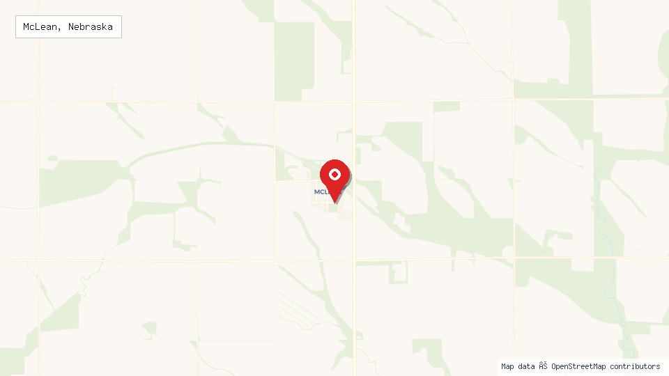 Street map of McLean, Nebraska with location pin