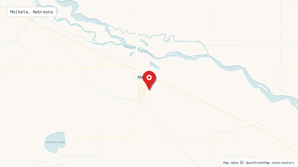 Street map of Melbeta, Nebraska with location pin
