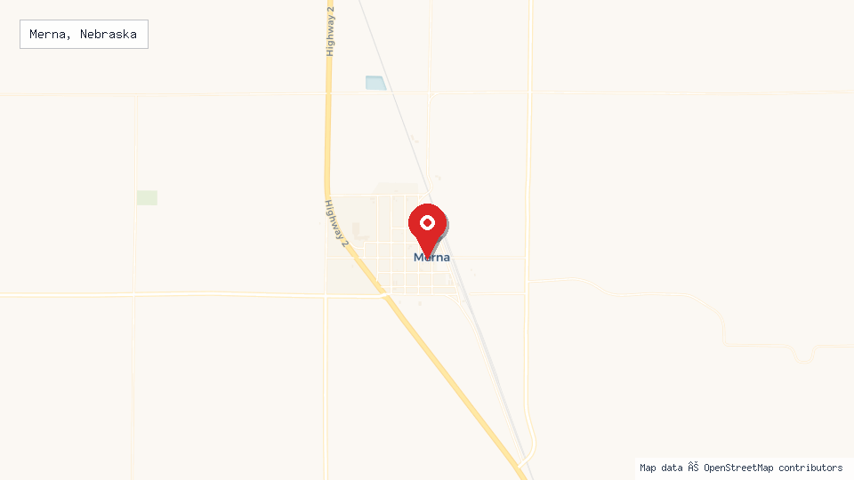 Street map of Merna, Nebraska with location pin