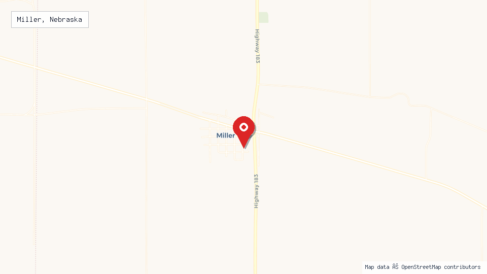 Street map of Miller, Nebraska with location pin
