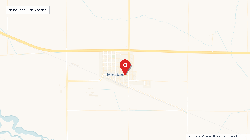 Street map of Minatare, Nebraska with location pin