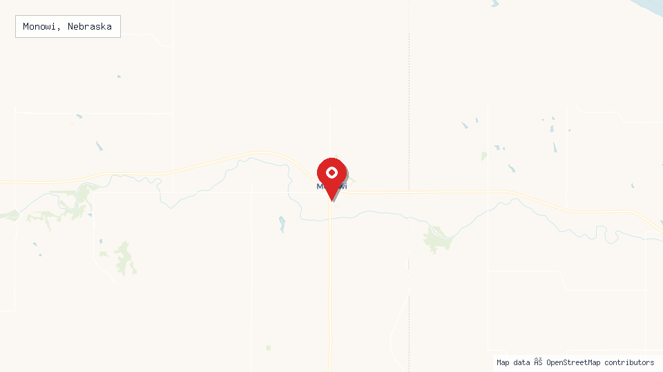 Street map of Monowi, Nebraska with location pin