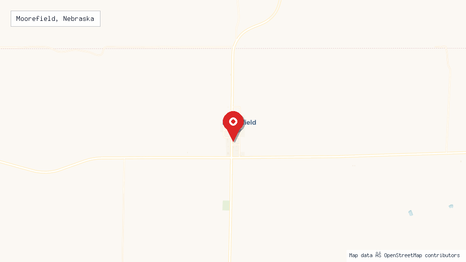 Street map of Moorefield, Nebraska with location pin