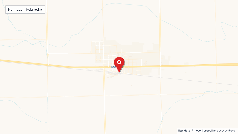 Street map of Morrill, Nebraska with location pin