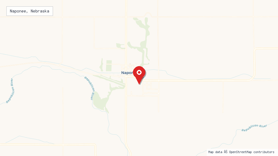 Street map of Naponee, Nebraska with location pin