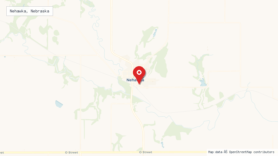 Street map of Nehawka, Nebraska with location pin