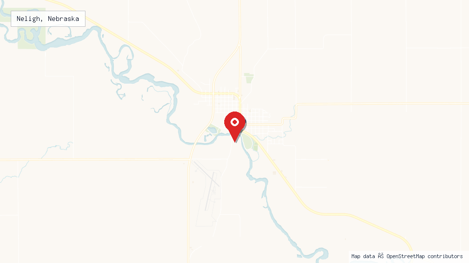 Street map of Neligh, Nebraska with location pin