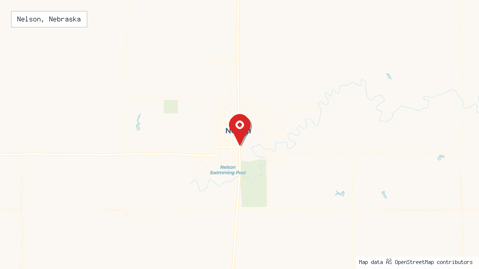 Street map of Nelson, Nebraska with location pin