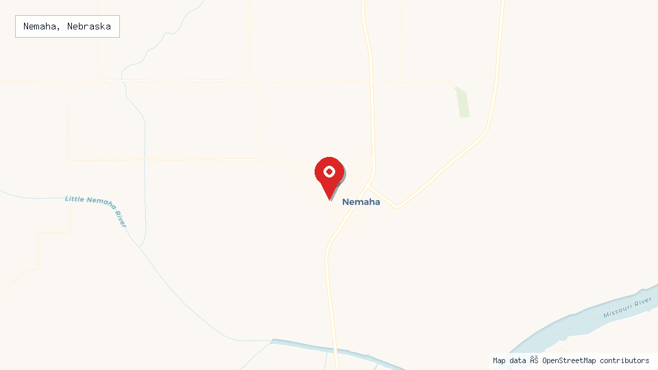 Street map of Nemaha, Nebraska with location pin