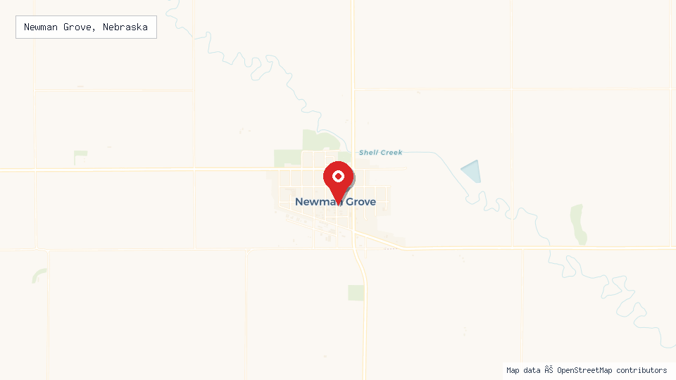 Street map of Newman Grove, Nebraska with location pin