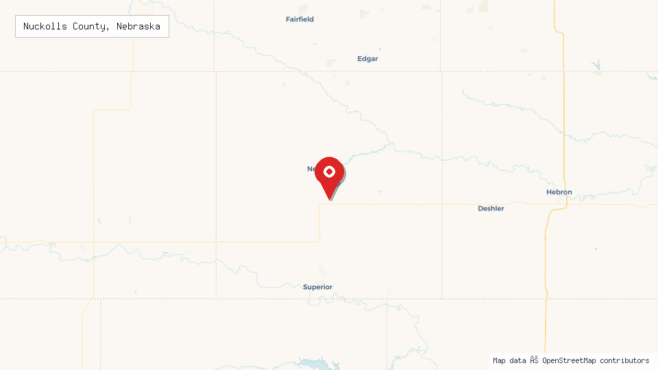 Street map of Nuckolls County, Nebraska with location pin