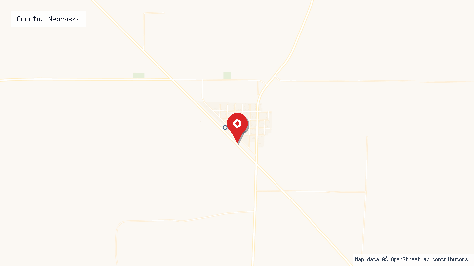 Street map of Oconto, Nebraska with location pin