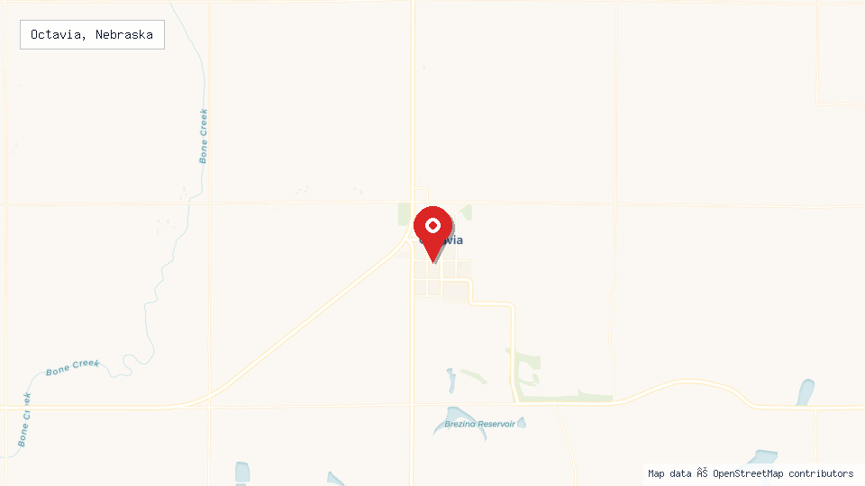 Street map of Octavia, Nebraska with location pin