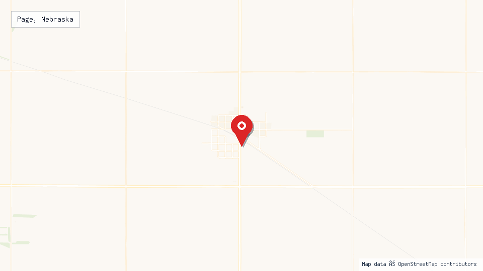 Street map of Page, Nebraska with location pin