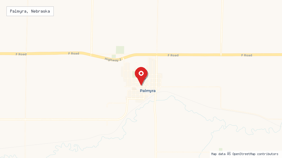 Street map of Palmyra, Nebraska with location pin
