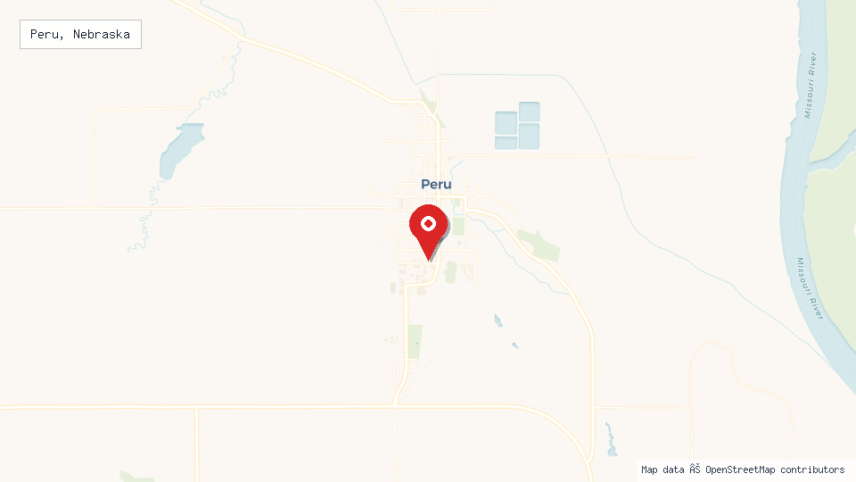 Street map of Peru, Nebraska with location pin