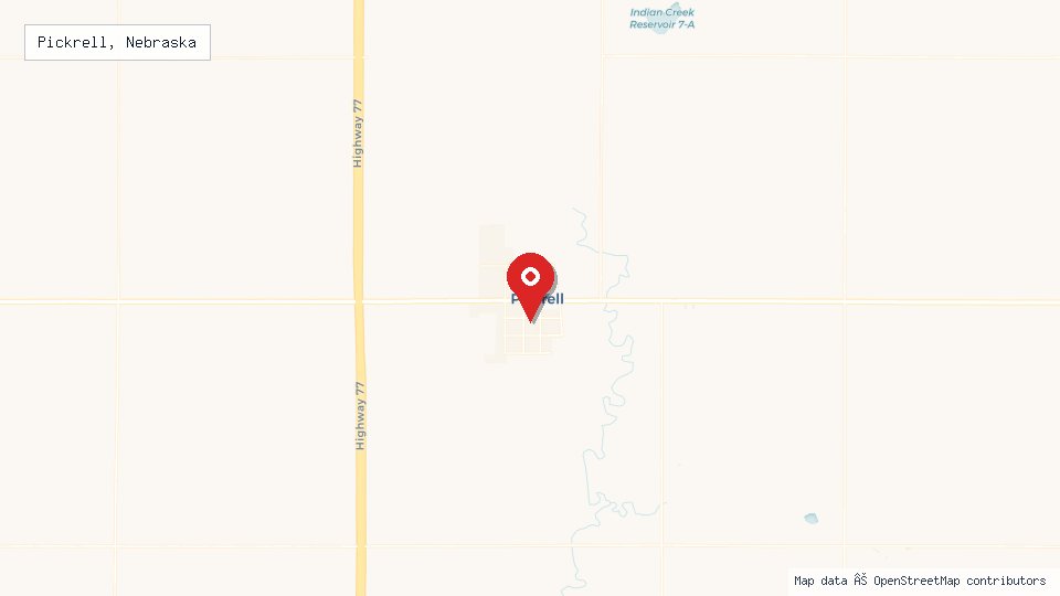 Street map of Pickrell, Nebraska with location pin