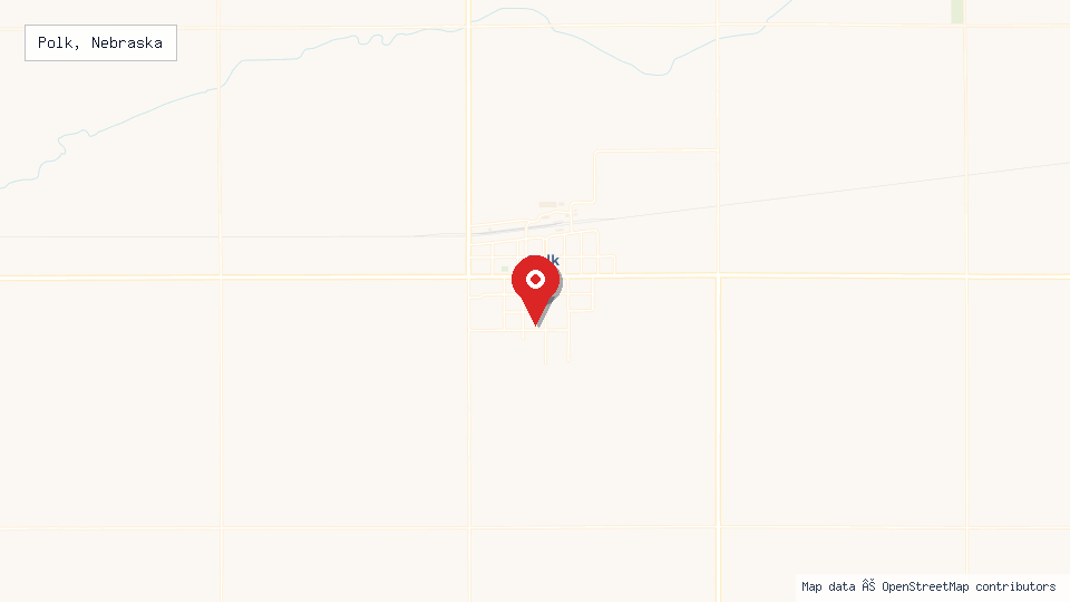 Street map of Polk, Nebraska with location pin