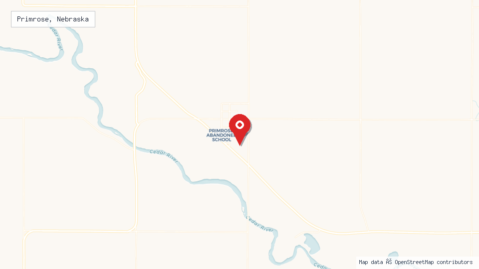 Street map of Primrose, Nebraska with location pin